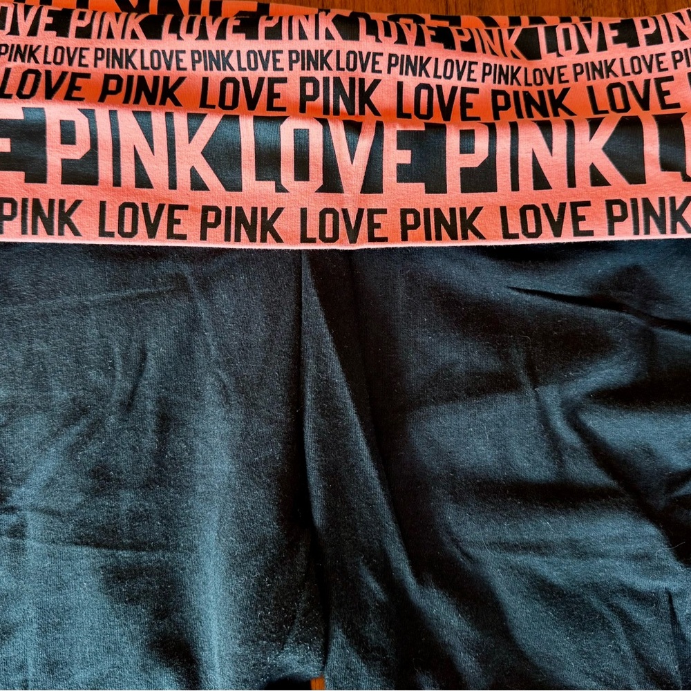 Victoria's Secret PINK Black Leggings with Orangeish Waistband